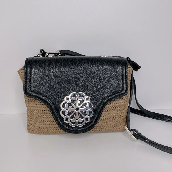 Brighton Eve Straw Messenger Cross Body Wheat-Black Handbags quiet luxury - Picture 2 of 16